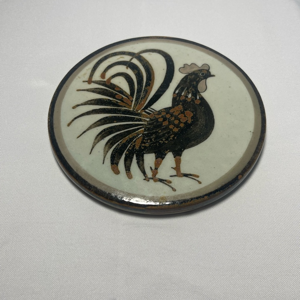 El Palomar Mexico Rooster Plate Hand Painted Signed Folk Art Ceramic